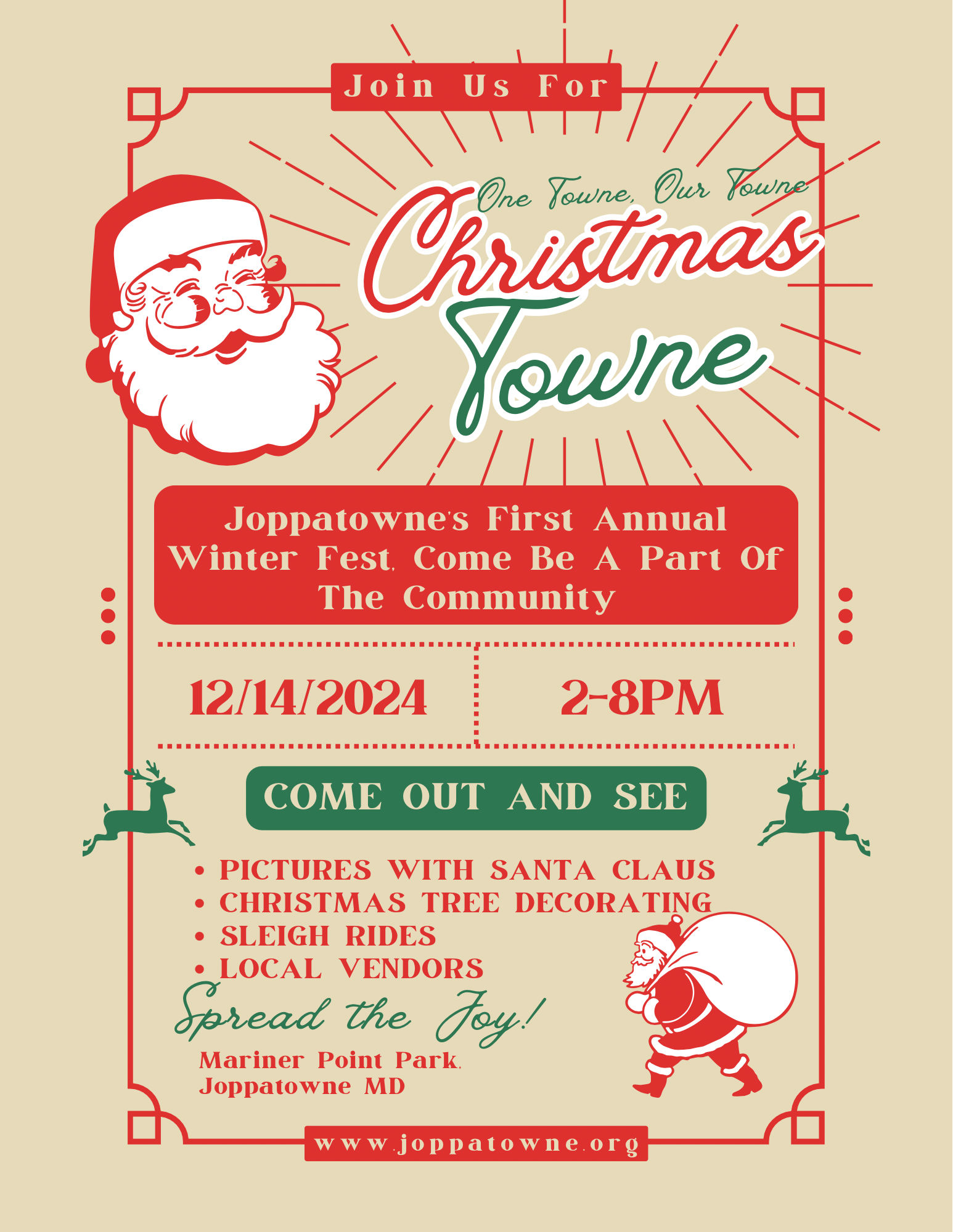 Beige and Red Vintage Christmas Food Drive Flyer