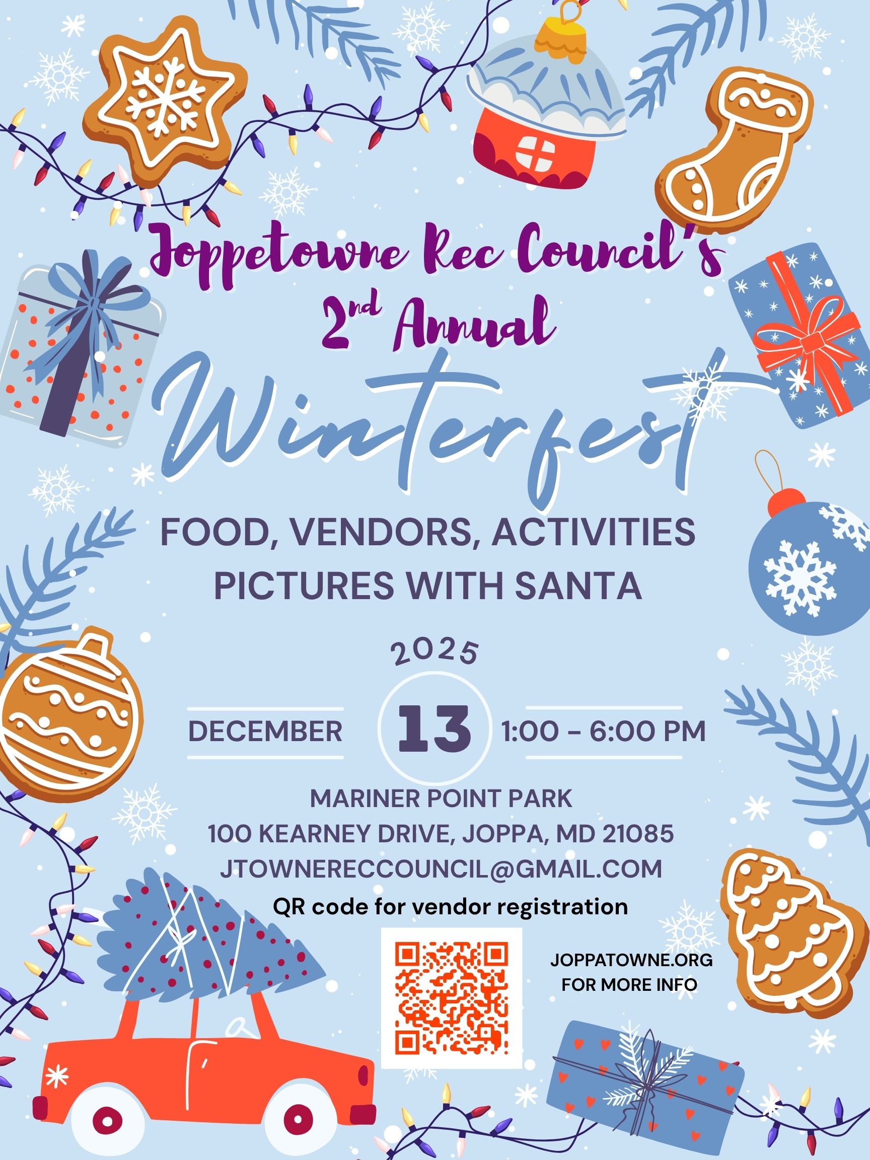 Blue and Red Ilustrative Winter Festival Poster - 1